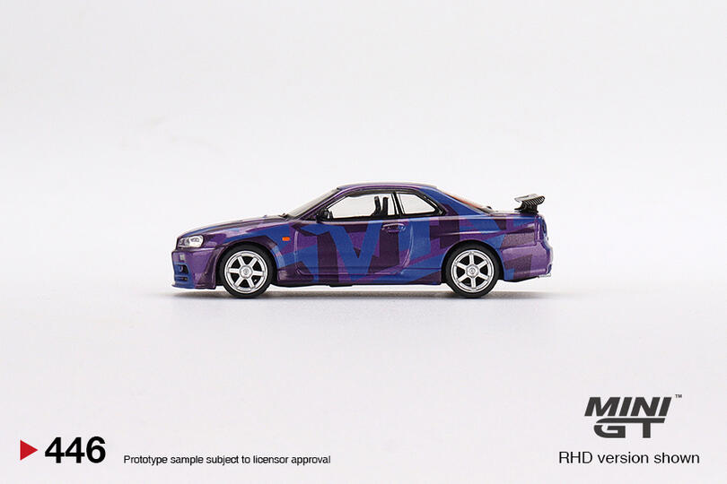 Mini GT - Nissan Skyline GT-R (R34) V-Spec II MINI GT Digital Camouflage Purple