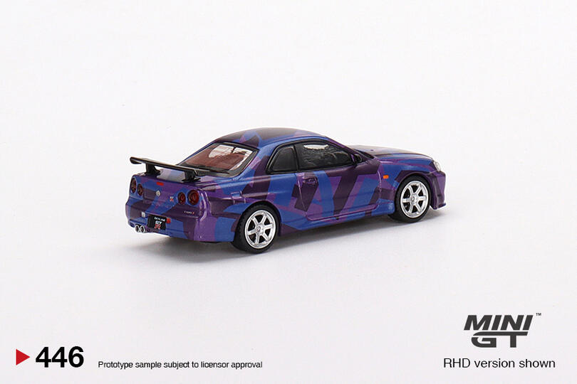 Mini GT - Nissan Skyline GT-R (R34) V-Spec II MINI GT Digital Camouflage Purple